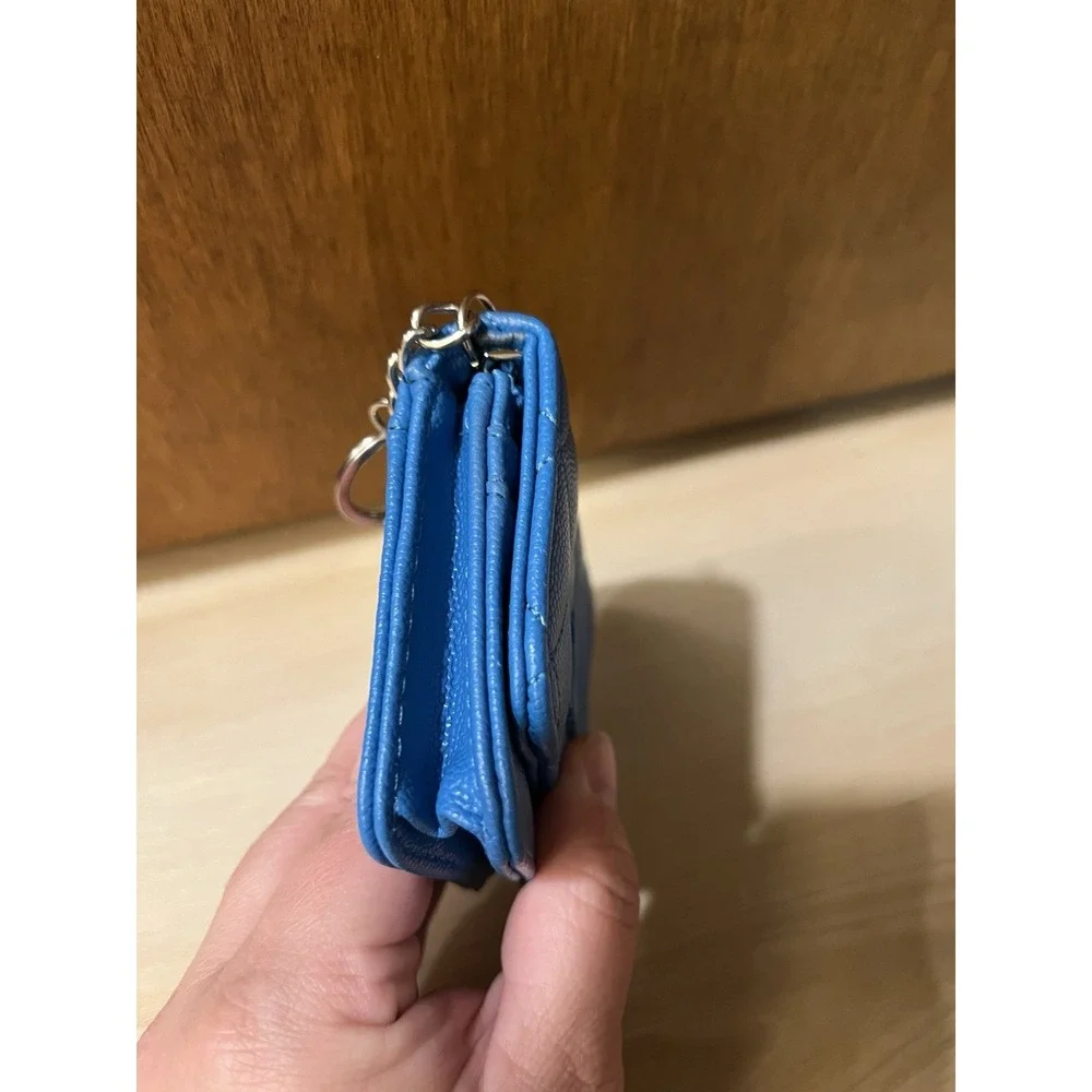 Steve Madden BWren Card Holder Wallet In‎ Royal Cobalt Blue Keychain ID Case
